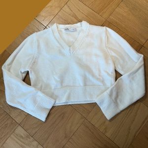 White Knit Zara Cropped Sweater